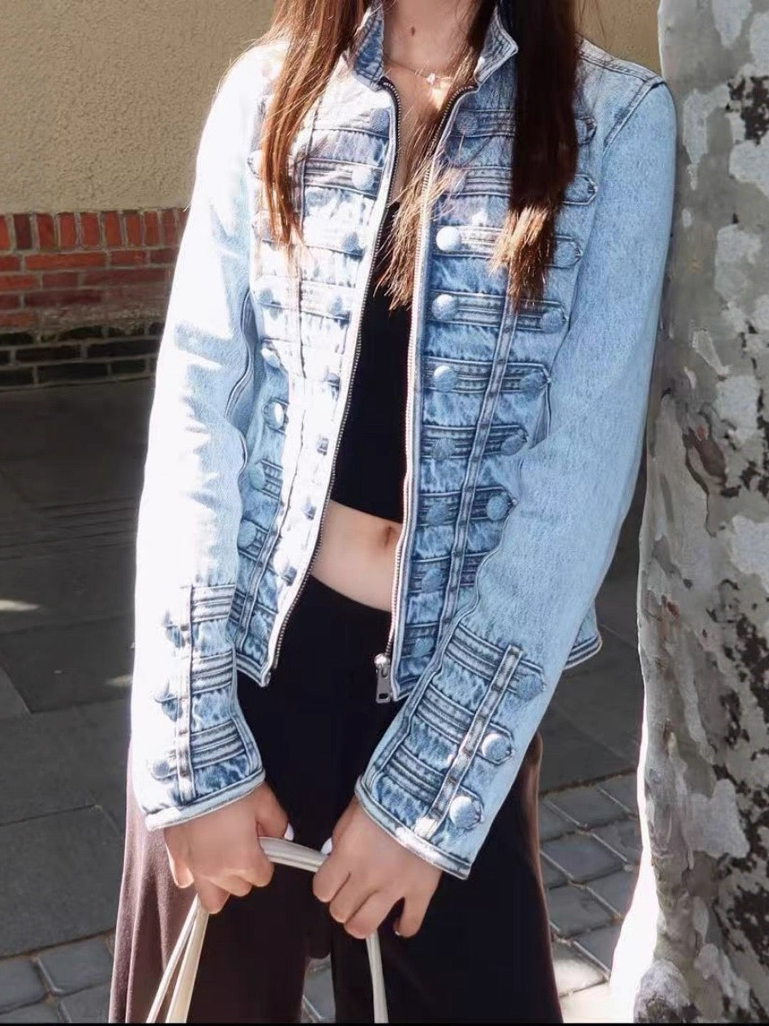 ZARA FITTED DENIM JACKET WITH BUTTONS ZW COLLECTION Ref:7627/047/406