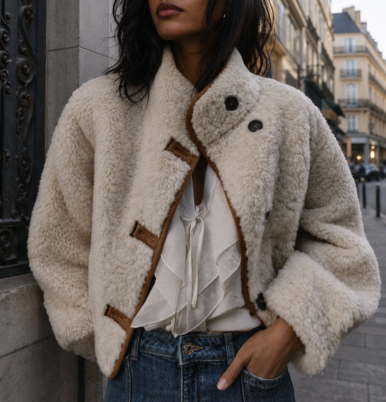 ZARA REVERSIBLE DOUBLE-FACED FAUX SHEARLING JACKET CAMEL Ref: 6318/254/704