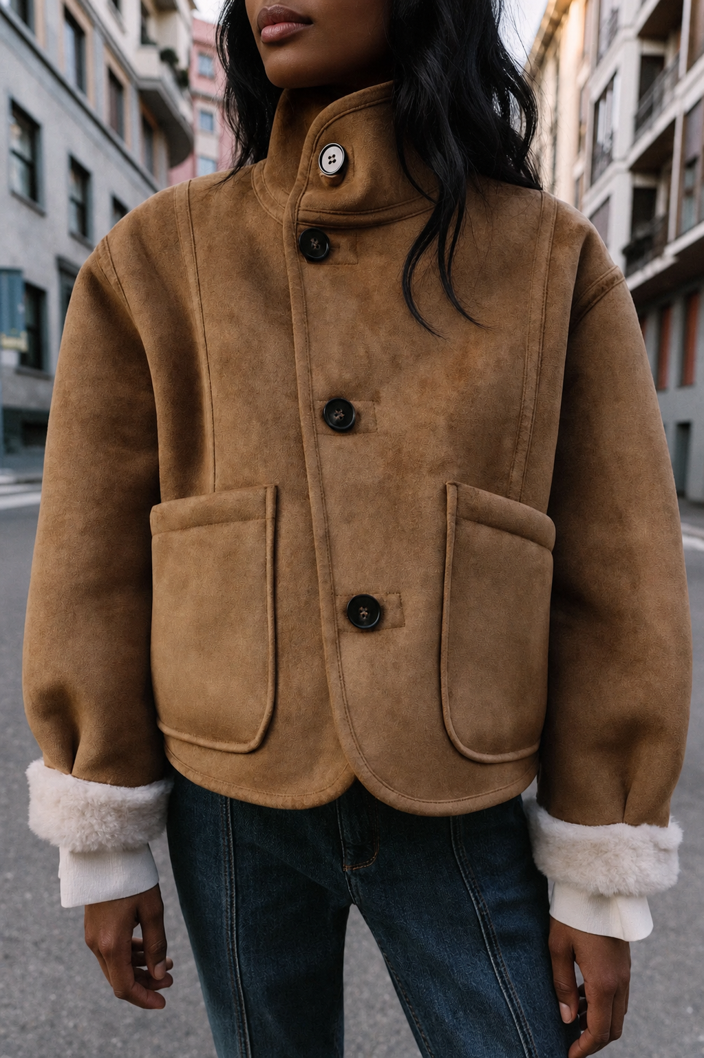 ZARA REVERSIBLE DOUBLE-FACED FAUX SHEARLING JACKET CAMEL Ref: 6318/254/704
