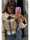 Chaqueta de mujer reversible de Zara en borreguito sintético - Camel