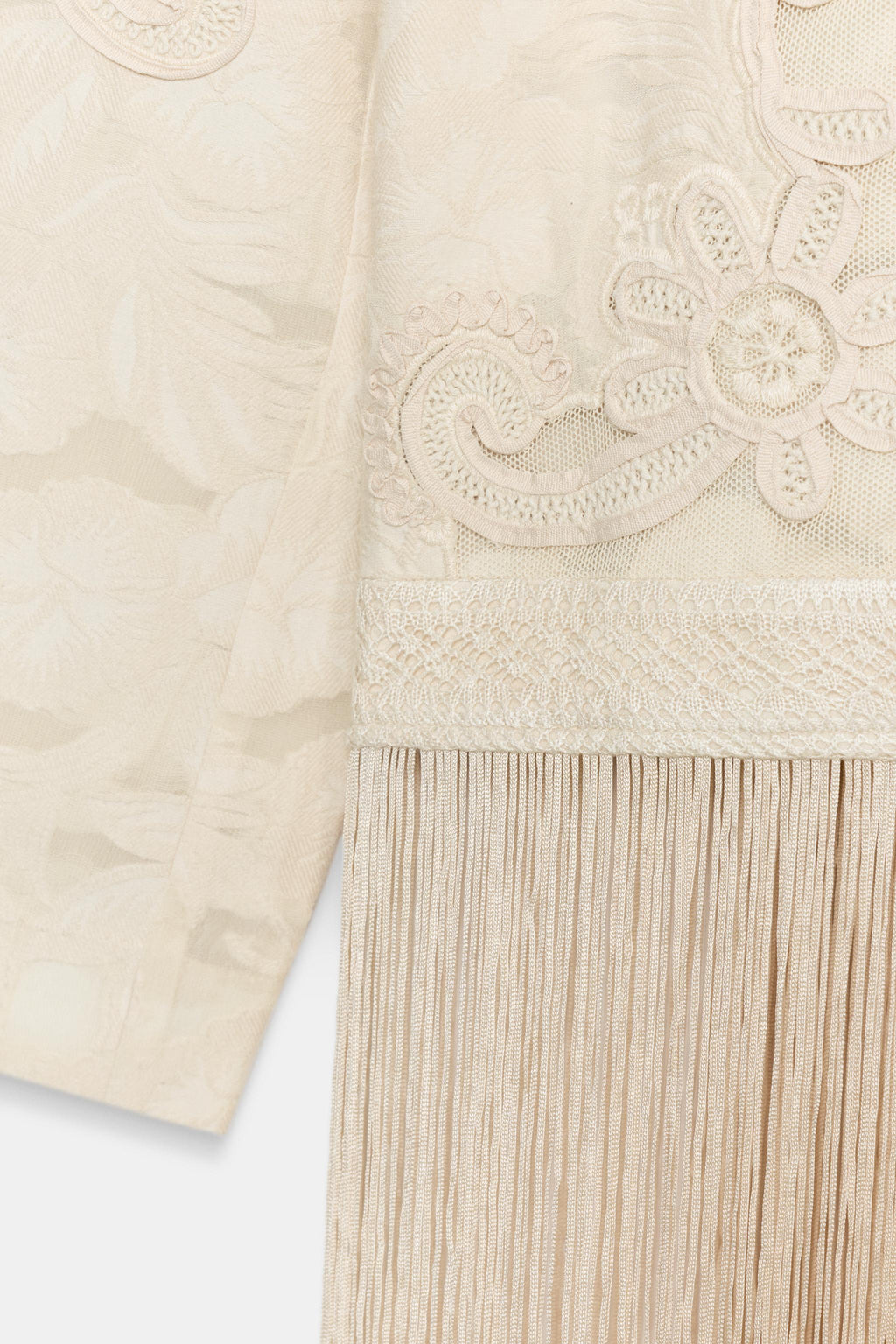 Zara Fringed Embroided Jacket - Beige