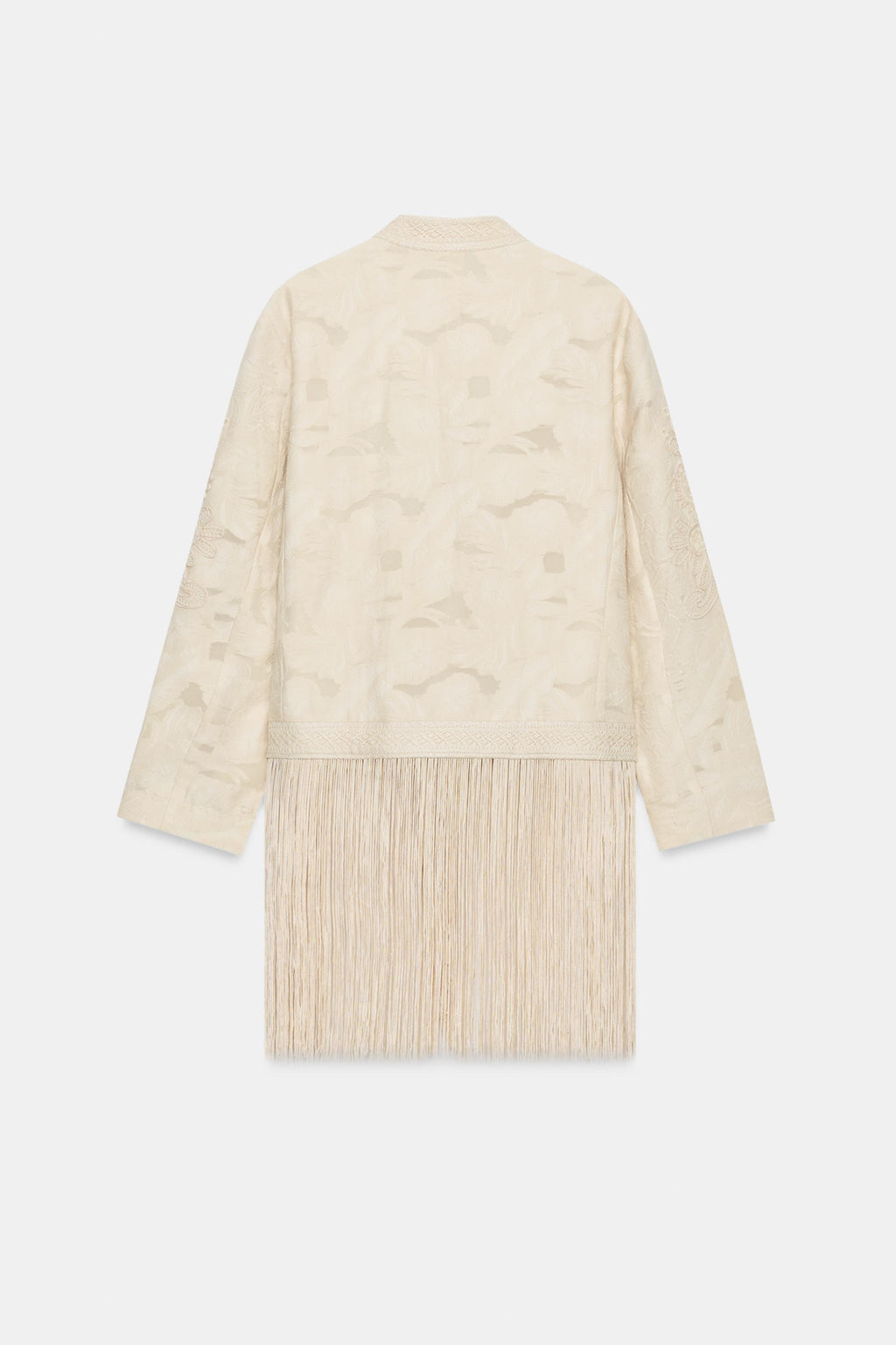 Zara Fringed Embroided Jacket - Beige