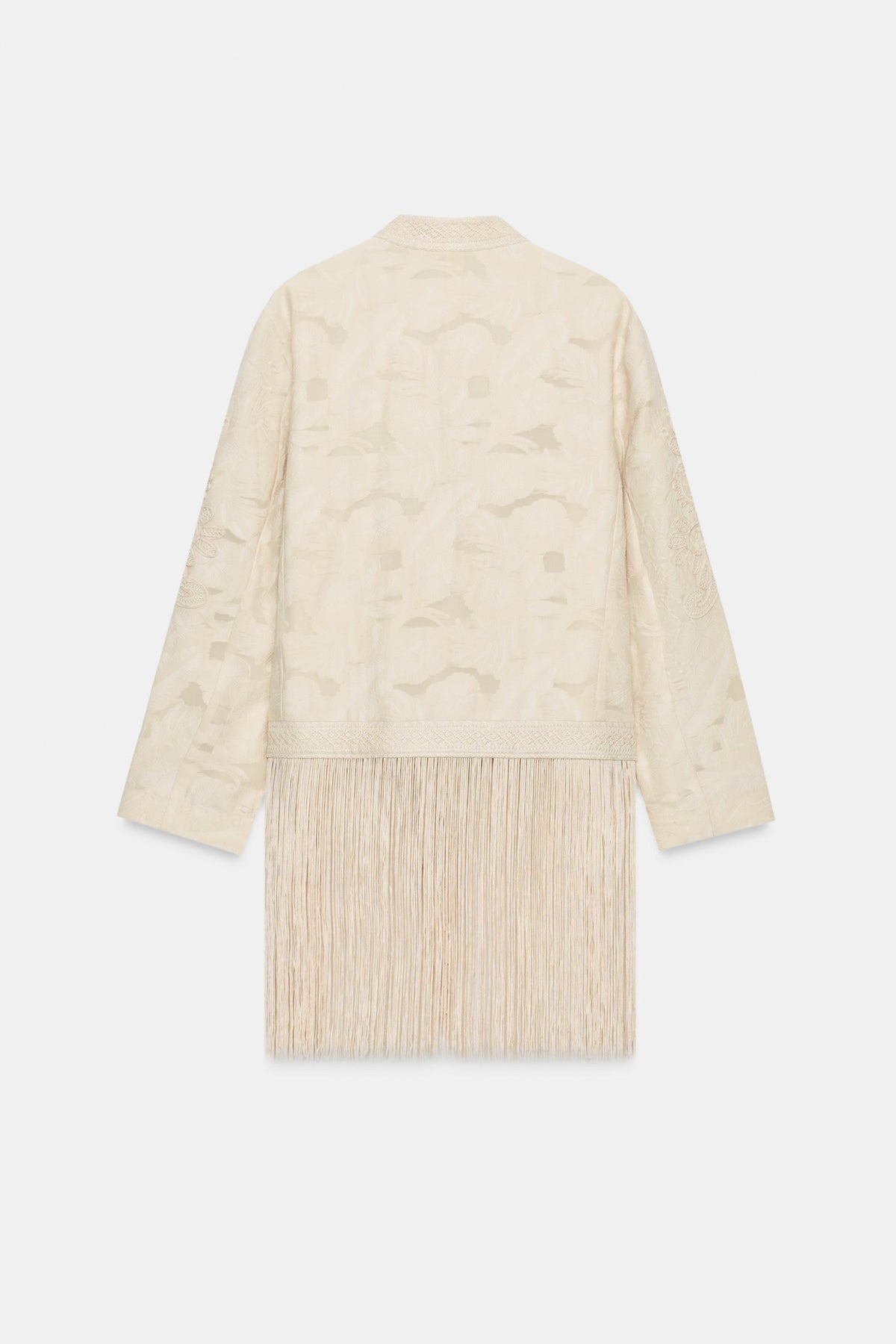 Zara Fringed Embroided Jacket - Beige