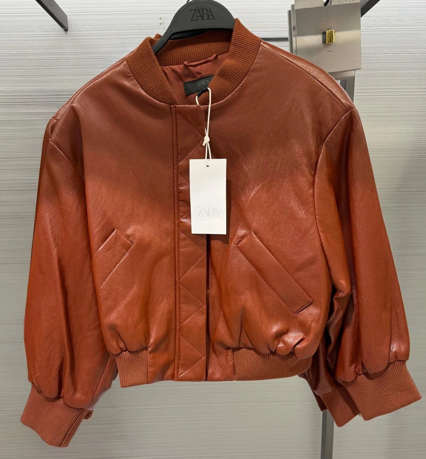 ZARA FAUX LEATHER SHOULDER PAD BOMBER JACKET Ref:3046/068/701