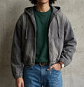 ZARA DENIM WASHED HOODED JACKET GREY Ref: 4365/371/427