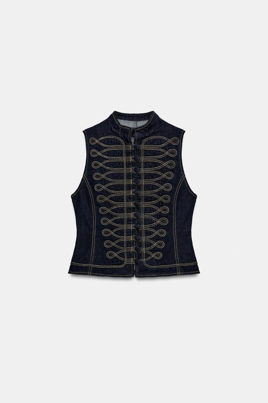 Zara Collection Denim Waistcoat with Front Fastening - Blue