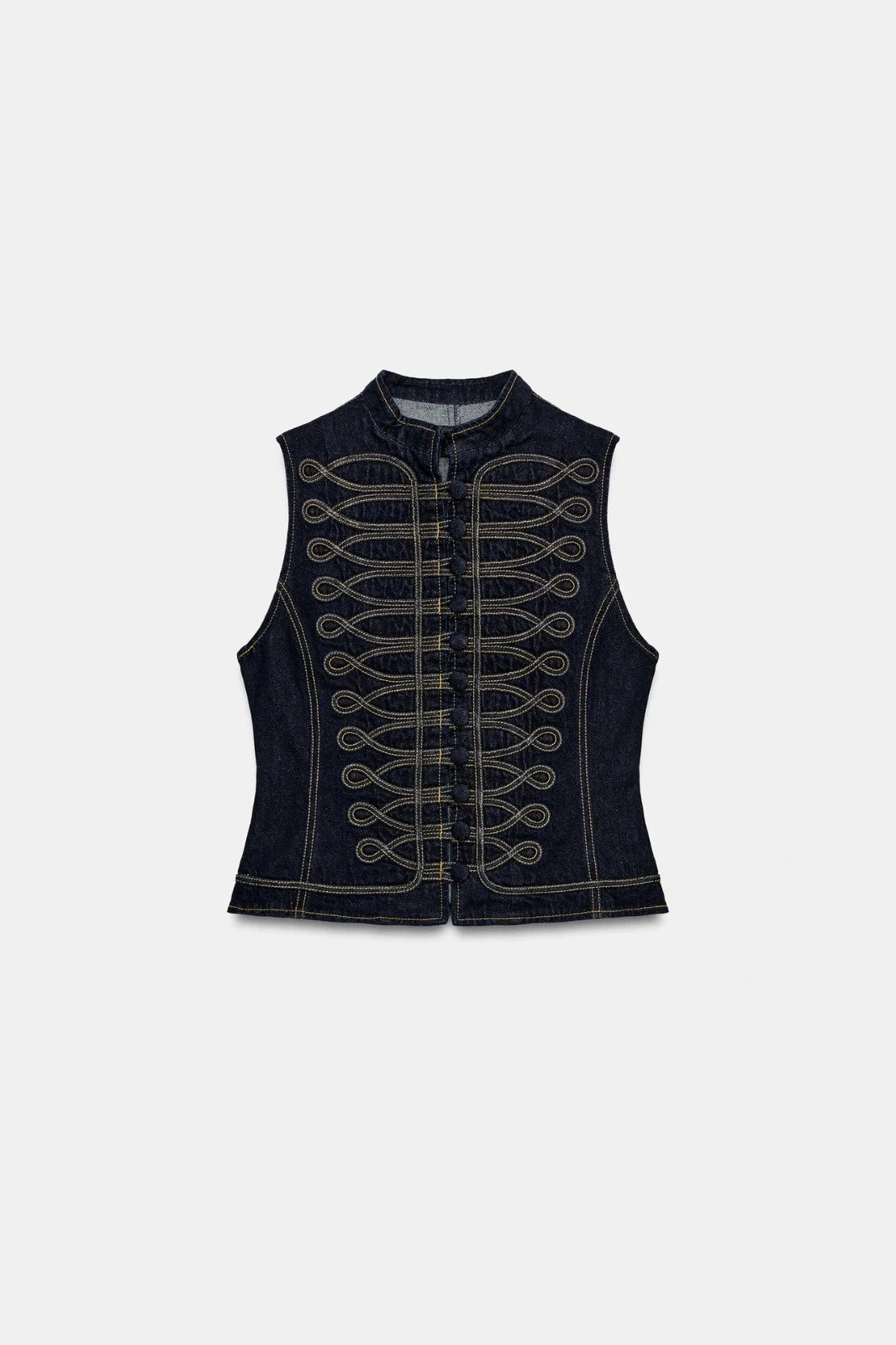 Zara Collection Denim Waistcoat with Front Fastening - Blue