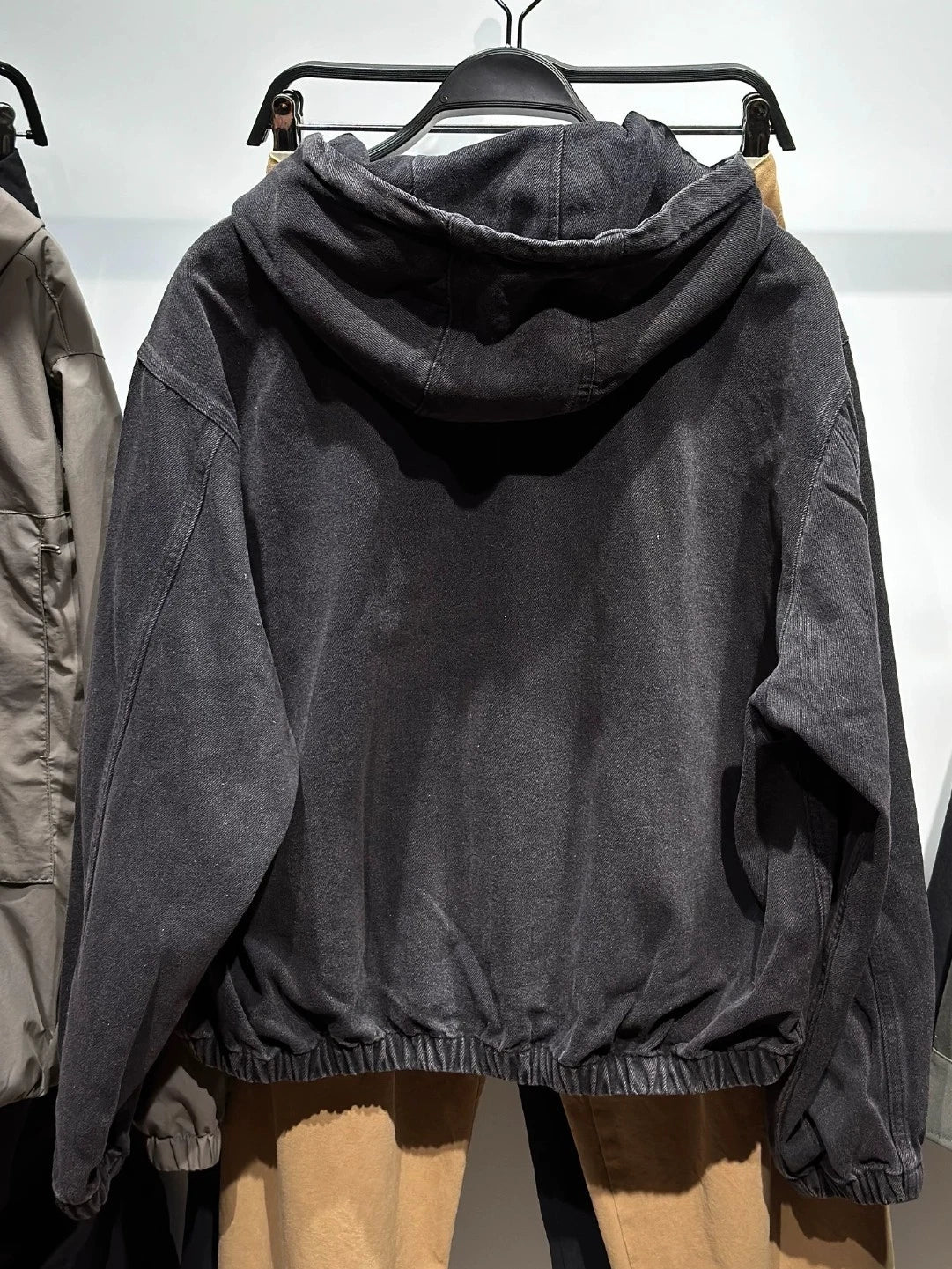 ZARA DENIM WASHED HOODED JACKET BLACK Ref: 4365/371/427
