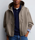 ZARA DENIM WASHED HOODED JACKET KHAKI Ref: 4365/371/427