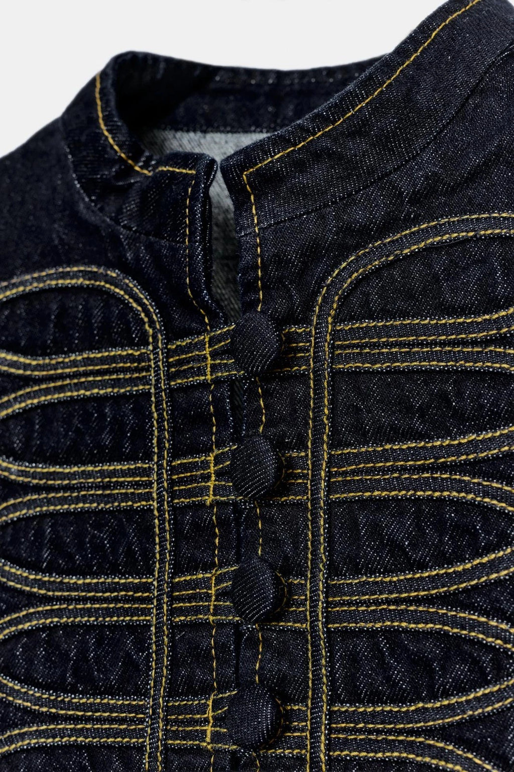 Zara Collection Denim Waistcoat with Front Fastening - Blue
