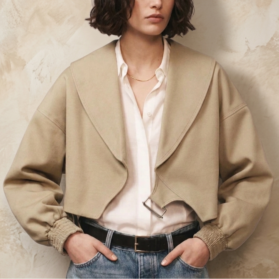 ZARA CROPPED JACKET - THE ITEM ZARA WOMAN BEIGE Ref:2448/136/450